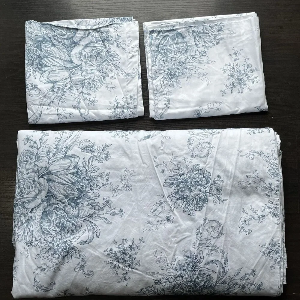 Melange Home 400 Thread Ct French Toile 3-pc King Duvet Set Cotton Shabby Chic